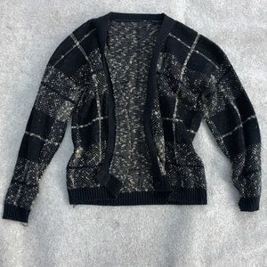Vintage oversized sweater plaid black tan